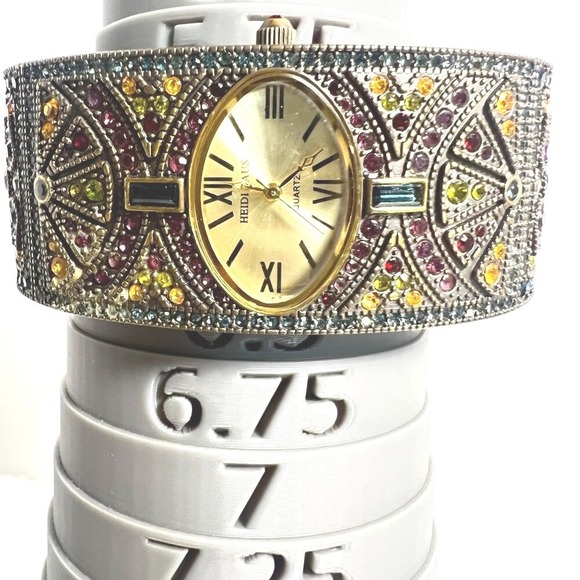 Heidi Daus Accessories - Heidi Daus Womens Cuff Watch 87098 Hinged Crystal Jeweled Works New Batter